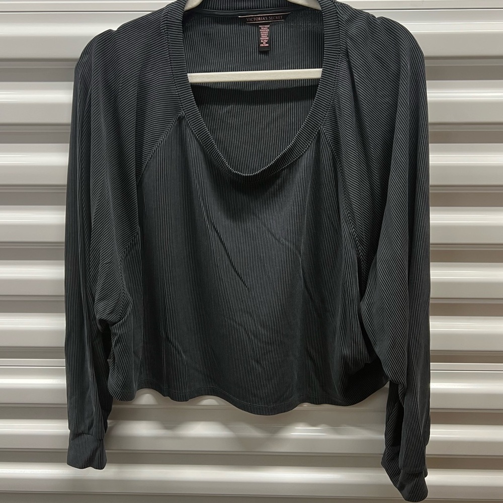 Victoria's Secret Charcoal Ribbed Long Sleeve Scoop Top